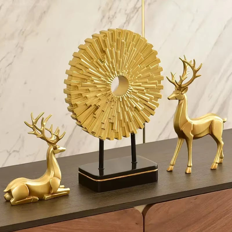 European Livingroom TV Cabinet Resin round Figurines Crafts Luxury Modern Gold Decoration for Home Furnishing Decoration