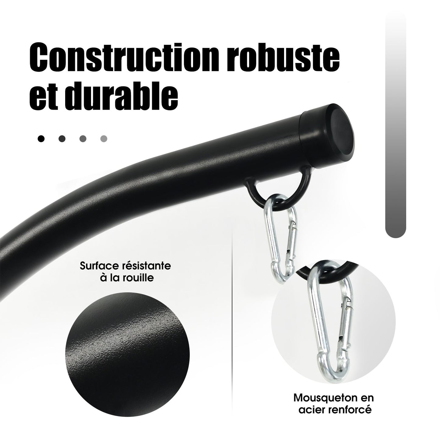Support Fauteuil Suspendu De Jardin Charge Max 150 KG Hauteur 207 CM En Acier Base En Croix Forme De C Intérieur/Extérieur