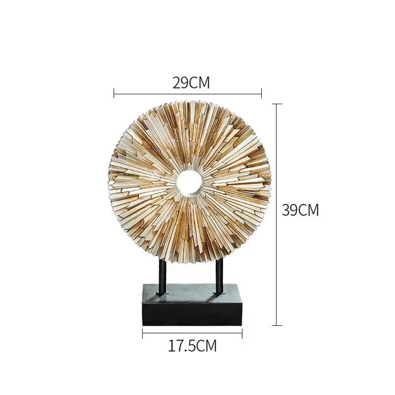 European Livingroom TV Cabinet Resin round Figurines Crafts Luxury Modern Gold Decoration for Home Furnishing Decoration