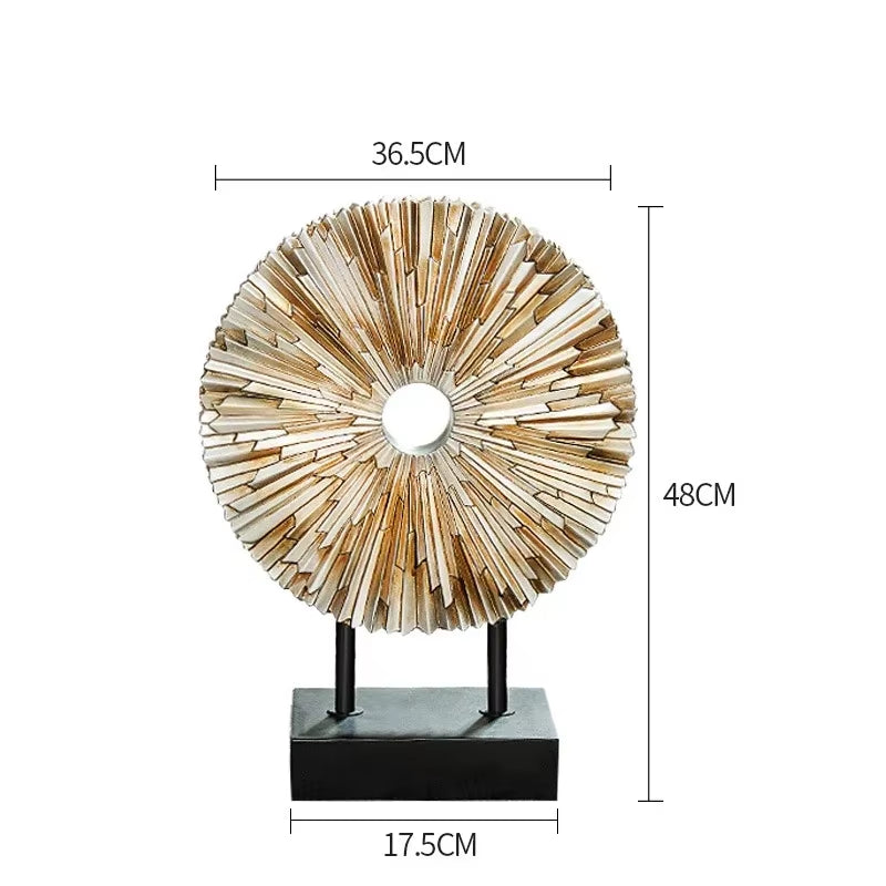 European Livingroom TV Cabinet Resin round Figurines Crafts Luxury Modern Gold Decoration for Home Furnishing Decoration