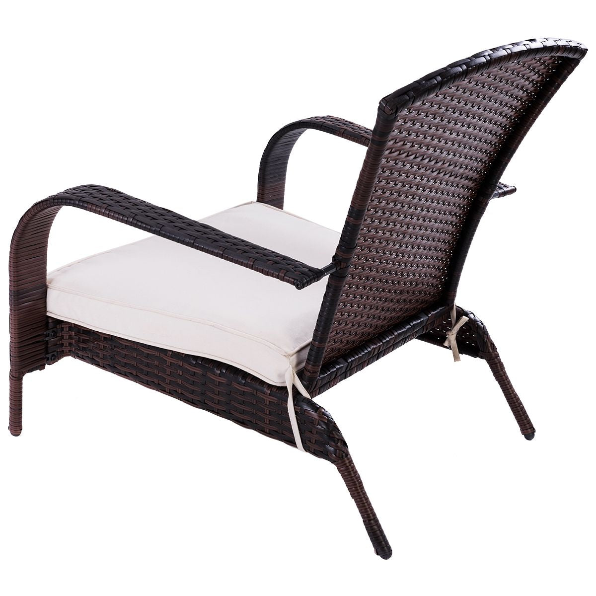 Fauteuil De Terrasse Bas En Rotin Chaise De Jardin Basse En Rotin Tressé Avec Coussin D’Assise, 79X79X82Cm, Marron