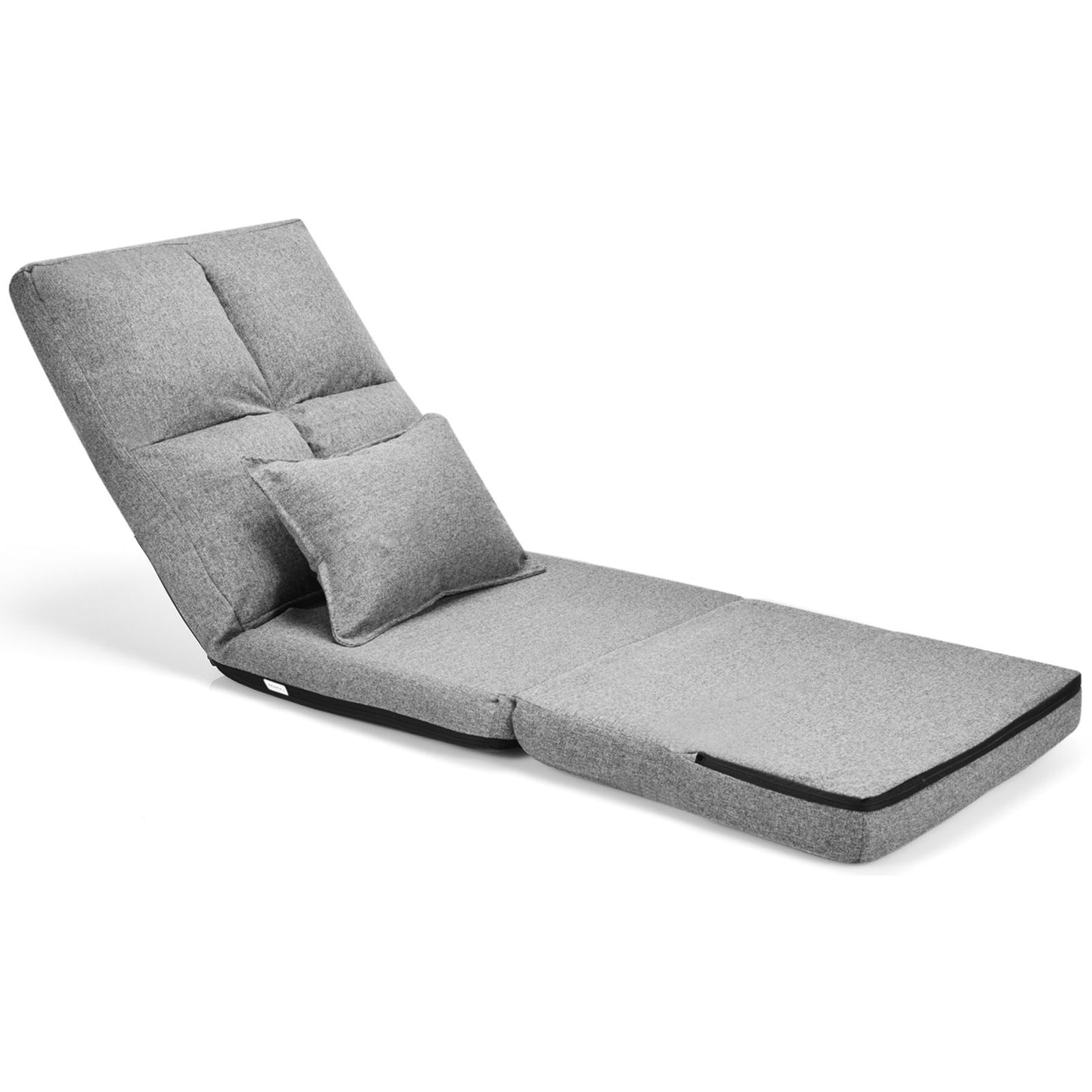 Chaise Paresseux Sur Plancher Pliable Avec Dossier À 5 Positions Réglables Gris