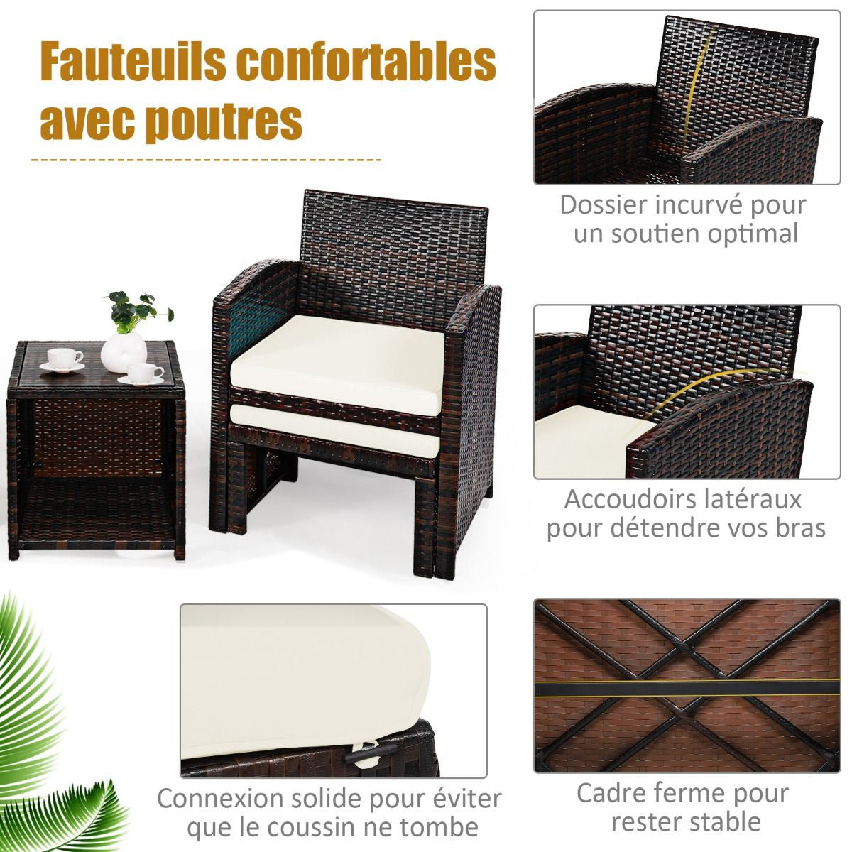 Ensemble Meuble De Salon 5PCS Salon De Jardin En Rotin PE Avec Coussin Pour Balcon Piscine Terrasse Gris/Blanc