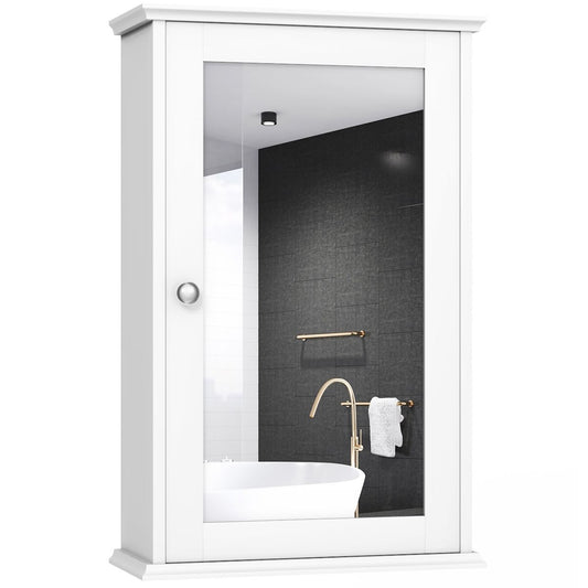 Armoire De Salle De Bain Armoire Miroir Murale À 2 Niveaux Etagère Réglable Blanc