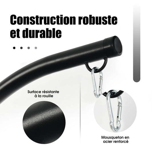Support Fauteuil Suspendu De Jardin Charge Max 150 KG Hauteur 207 CM En Acier Base En Croix Forme De C Intérieur/Extérieur