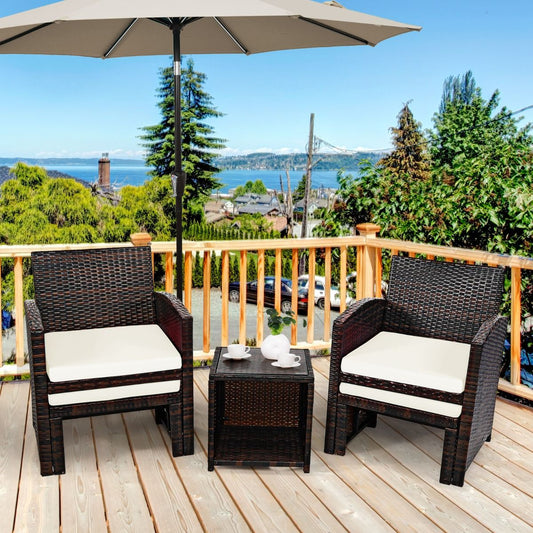 Ensemble Meuble De Salon 5PCS Salon De Jardin En Rotin PE Avec Coussin Pour Balcon Piscine Terrasse Gris/Blanc
