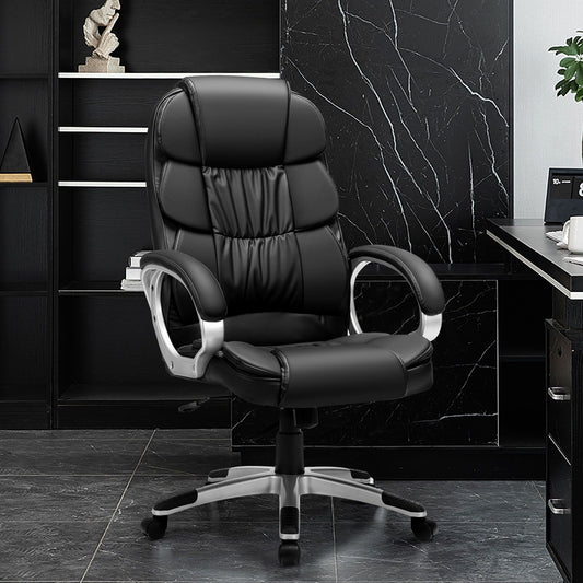 Fauteuil De Bureau Ergonomique À Roulettes Avec Accoudoirs Rembourrés Hauteur Réglable Charge 150KG