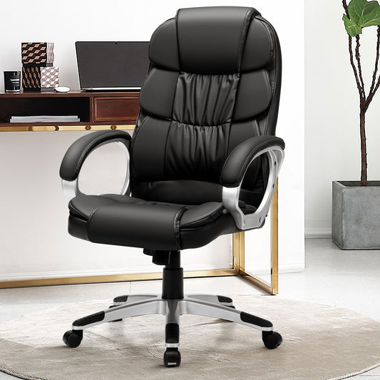 Fauteuil De Bureau Ergonomique À Roulettes Avec Accoudoirs Rembourrés Hauteur Réglable Charge 150KG