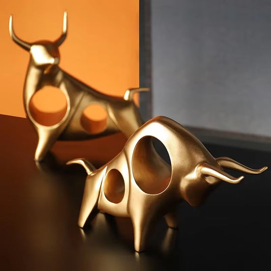 Cattle Statue Ox Home Decor Living Room Bull Sculpture Wine TV Cabinet Ornament Crafts Abstract Animal Figurine