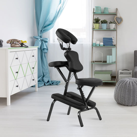Chaise De Massage Professionnel Portable Hauteur Accoudoirs Coussins Réglables Sac De Transport Capacité 150Kg Noir/Bleu/Violet