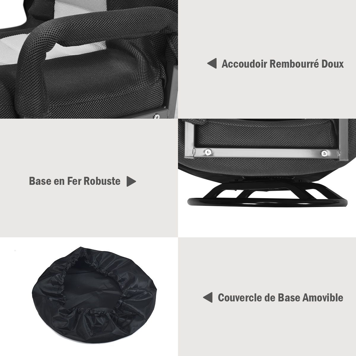 Fauteuil Pliable De Sol Dossier Réglable Sur 6 Positions Et Base Pivotante À 360° Cadre En Fer Robuste 6 Couleurs Au Choix