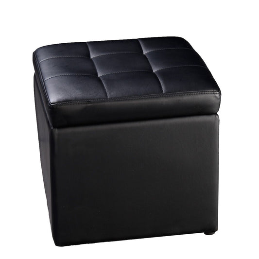 Tabouret Pouf Coffre Boîte De Rangement Repose-Pied Ottoman Espace De Stockage Cuir PU Max.150 Kg 40X40X40Cm Blanc/Marron/Noir