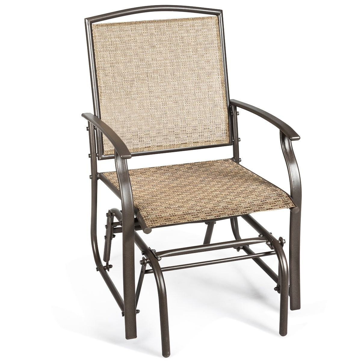 Fauteuil À Bascule/Lot De 2 Fauteuils À Bascule Chaise À Bascule Pour Jardin En Textilène Cadre En Acier Charge Max.150Kg