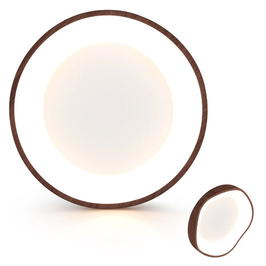 Plafonnier LED Luminaire Moderne 24 W Avec Motif En Bois Cadre En Métal Lustre À Éclairage LED 3000 K Lumière Chaude Plafonnier LED Marron