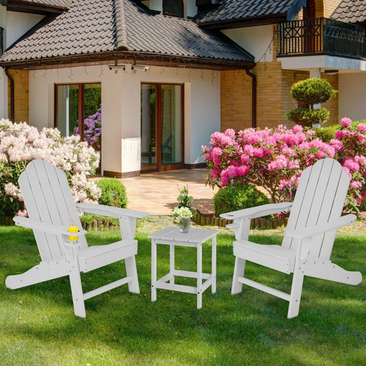 Chaise De Jardin Adirondack En Bois Polyéthylène Avec Porte-Gobelet Inclinaison 103° Résistante Aux Intempéries Pour Porche